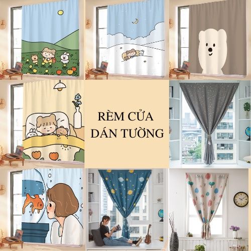 THÀNH PHẨM CAO 2M25 MÓC KÉO Rèm cửa sổ cửa phòng ngủ hình hoa quả lá  cây siêu đẹp rèm phòng tắm  Lazadavn