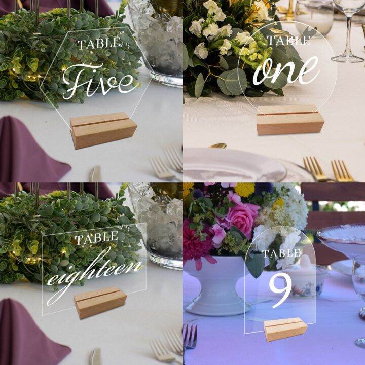 1pcs-blank-clear-table-number-signs-acrylic-display-stand-with-wooden-base-place-card-holder-for-wedding-party-table-decoration-artificial-flowers-pl