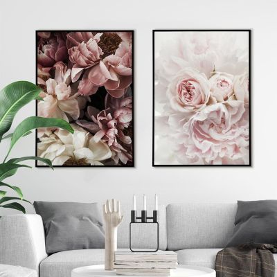Abstract Nordic Pink Flower Poster Canvas Painting Prints and Posters Wall Art Pictures for Living Room Home Decoration Cuadros