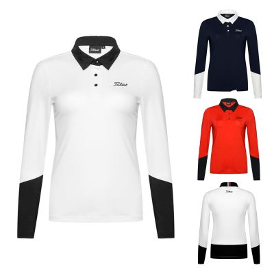 Titleist Callaway1 DESCENNTE Le Coq Scotty Cameron1 W.ANGLE◑♤卐  Golf clothing womens long-sleeved T-shirt outdoor sports leisure quick-drying breathable POLO shirt golf clothes