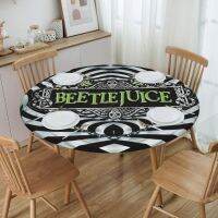 {Decตกแต่} ภาพยนตร์สยองขวัญกันน้ำมันทรงกลม Beetlejuice ผ้าทิมเบอร์ตันเข้ารูปแบบผ้าคลุมโต๊ะผ้ายืดสำหรับทานอาหาร