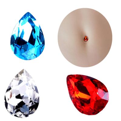 【YF】 New!3Pcs/lot Belly Button Rings Non Piercing Stickers Crystal Teardrop Heart Body Jewels Stick Faux Jewelry