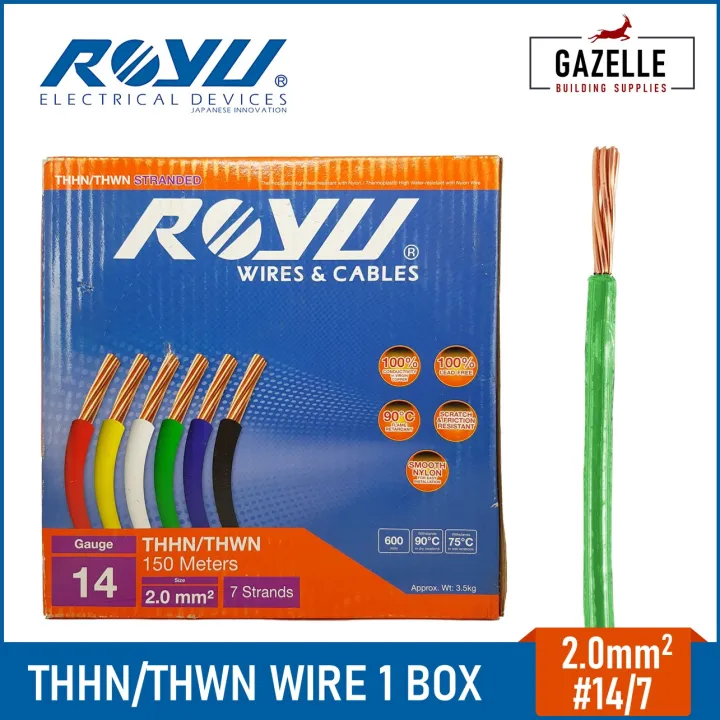 Royu Thhn Thwn 2 Stranded Wire Gauge 14 2 0mm2 Per Box 150 Meters Copper Lead Free Lazada Ph