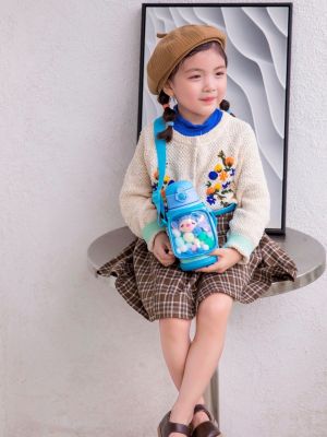 【CW】 Design Cartoon Schoolbag Cup with Leakproof Drink Keep Cold Hot 316 Kids Bottle