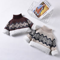 IENENS Winter Sweater For Kids Boys Puls Velvet Clothes Girls Warm Wool Tops Coats 1-6 Years Child Turtleneck Sweaters