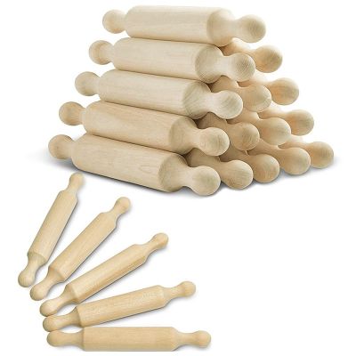 75 Pieces Wooden Mini Rolling Pin 6 Inches Long Kitchen Baking Rolling Pin Small Wood Dough Roller for Children Fondant