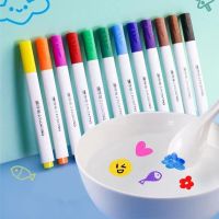 YEAHAP สีสันสดใส 4/8/12 PCS การศึกษาในช่วงต้น ปากกาวาดภาพ เด็กๆ อุปกรณ์ศิลปะของเล่น ปากกาน้ำ Doodle ปากกาไวท์บอร์ดลบได้ ปากกาหมึกลอยน้ำ ปากกาวาดภาพน้ำ