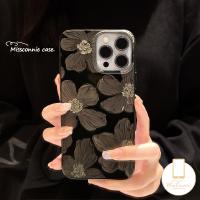 FASHION WOW เคสป้องกันโทรศัพท์มือถือ TPU แบบนิ่ม พิมพ์ลายภาพวาดสีน้ํามัน รูปดอกไม้ มันวาว สําหรับ IPhone 11 13 12 14 Pro Max 7 8 Plus XR X XS Max SE 2020