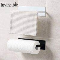 Wall Mount Towel Roll Hanging Holder/ Bathroom Self-adhesive Paper Dispenser/ Kitchen No Drilling Fresh Film Storage Rack