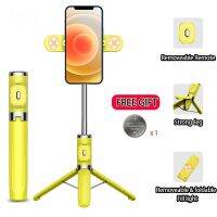 Upgraded 1Meter High 360 Degree Rotable Selfie Stick With Upgraded Stronger Hidden Tripod And Wireless Bluetooth remote Come With 2 Pcs Free batterys And A Foldable Detachable 3 Colors Rechargeable Fill Light