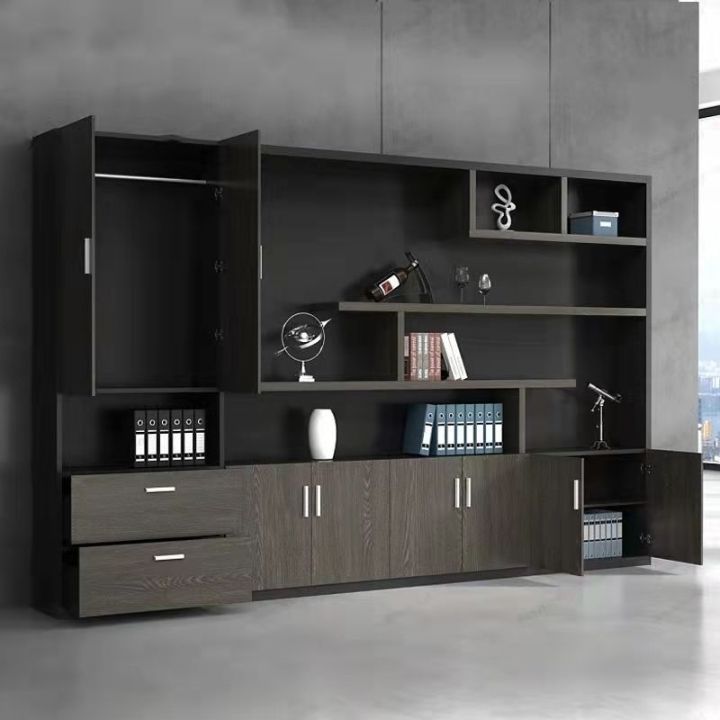 office-file-cabinet-wooden-bookcase-information-display-floor-background-partition-furniture-against-the-wall