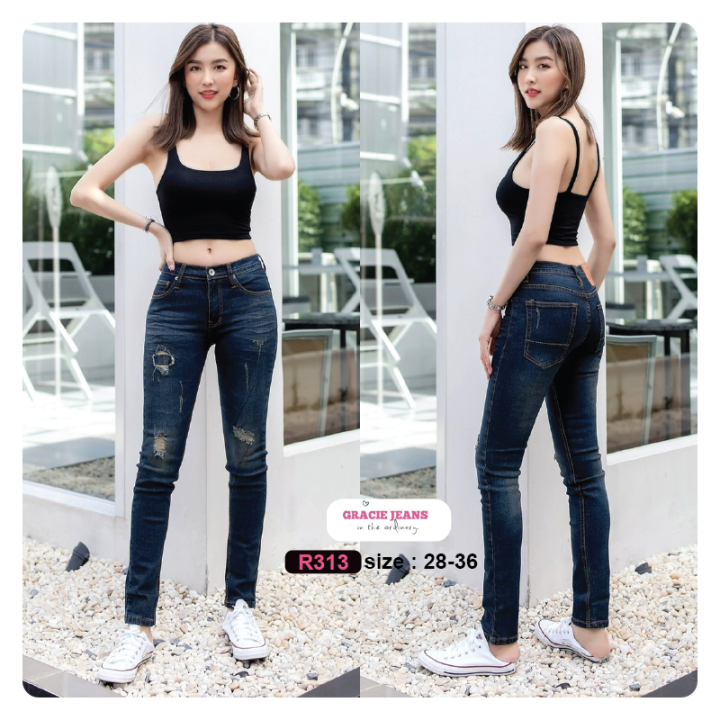 denim-jeans-กางเกงยีนส์เดนิม-ยีนส์เท่ๆมีสไตน์-tim-money-r313-แต่งสกิดขาด-กางเกงยีนส์เดฟ-เป้าซิป-กางเกงยีนส์ผู้หญิง-เอวกลาง-กางเกงขายาว-ทรงสวย