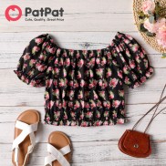 PatPat Kid Girl Allover Floral Print Square Collar Tee