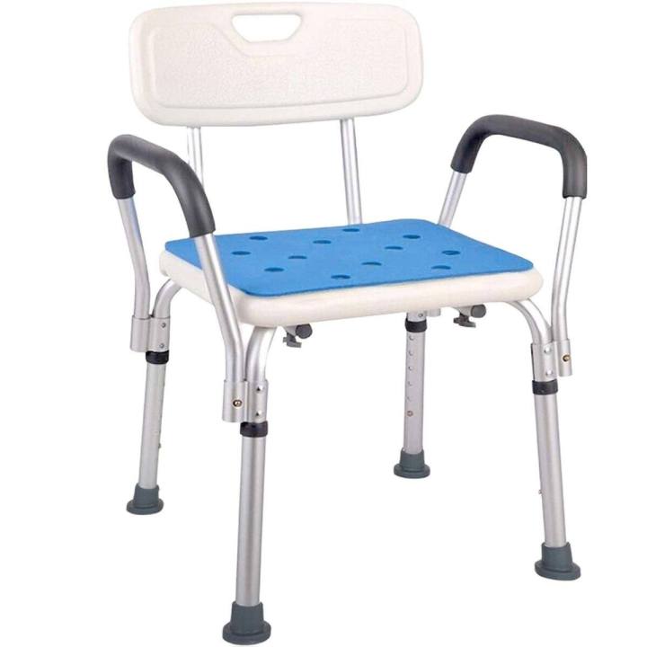 เก้าอี้นั่งอาบน้ำ-สำหรับผู้สูงอายุ-ผู้ป่วย-มีพนักแขนและพนักพิงหลัง-ถอดประกอบได้-ทำจากอลูมิเนียม-รับน้ำหนักได้มาก-คุณภาพดี-มีของแถม