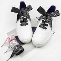 2.5 cm Letter Printing Satin Shoelaces Black White Pink Color 80/100/120/140 cm Bowknot Sneaker Sport Shoes White Shoes Laces