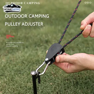 Portable Adjustable Fix Camping Rope, Camping Rope with Ratchet Pulley,  Quick Setup Outdoor Guy Lines Adjustable Tent Tie Downs Rope Hanger for