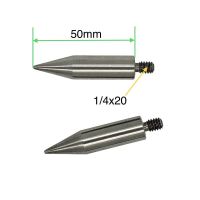 2PCS 50mm Length and Dia.12mm Mini Pole Point Tip For Mini Prism - 1/4" Thread