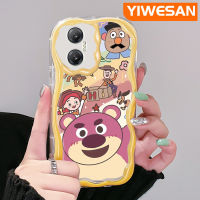 YIWESAN เคสสำหรับ Infinix ขายดี20 20i ขายดีขายดี20 "Hot Play Hot 30 30i Hot 30 Play เคสลายการ์ตูนหมีสตรอเบอร์รี่สีรุ้งลายเคสโทรศัพท์โปร่งใสเนื้อครีมคลื่นขอบกล้องเคสซิลิโคนอ่อนชัดเจนป้องกัน