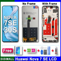 100% จอแสดงผล LCD ดั้งเดิมสำหรับ Huawei Nova 7 SE CDY-NX9B CDY-AN00จอแอลซีดีพร้อมกรอบประกอบ Digitizer ประกอบสำหรับ30S CDY-AN90จอสำรอง