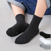 3 PairLot Childrens Socks Spring &amp; Autumn Black White Grey Solid Student Sports Boys Socks Girls Socks Kids Socks for 4 6 8 12