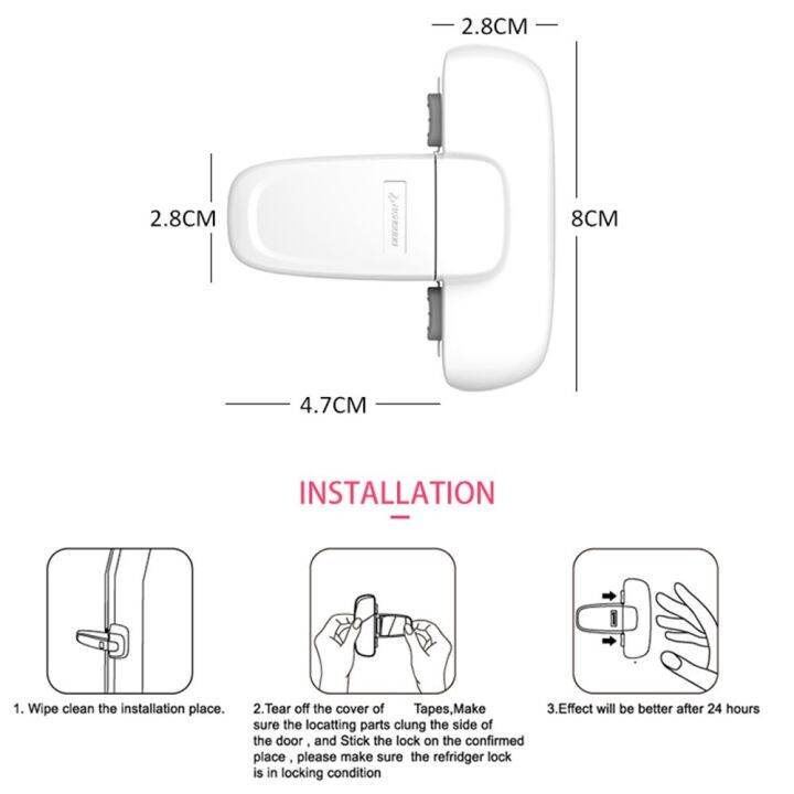 เลือกใช้ตัวป้องกันล็อคป้องกันเด็กในบ้านชั้นวางของตู้เย็นจับช่องแช่แข็งล็อกความปลอดภัยของเด็กล็อค-pintu-kulkas