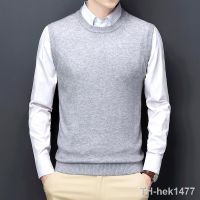 【hot】☜  Men Sweater Korean Round Neck Business Fitted Version Sleeveless Knitted Top Male Brand