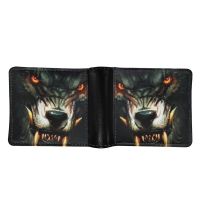 ZZOOI FORUDESIGNS Black Ferocious Wolf Print Banknotes Storage Money Bag Fashion Versatile Mens Business Card Holder Wallet for Gift