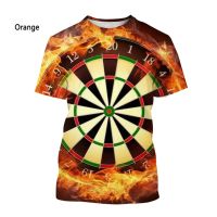 2023 NEW3D พิมพ์เสื้อยืด Dart Board เสื้อยืด Dart ขว้างปาเกมเสื้อยืดผู้ชายฤดูร้อนลำลองแขนสั้นเสื้อยืด