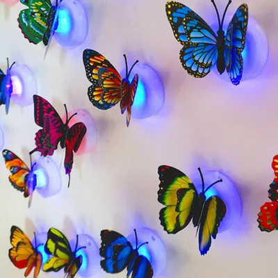 3D Butterfly Wall Decor Glowing Butterfly Wall Sticker LED Decorative Night Light Three-dimensional Butterfly Night Light Colorful Night Lights Small Night Light Sticker Decorative Wall Light Single Layer Butterfly Wall Art Night Light For Kids Butterfly