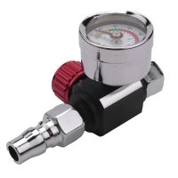 1Pc 1/4 inch Bsp Mini Air Regulator Valve Tool Durable Small Tail Pressure Gauge 48 x 60mm With Nozzle For Spray Tool