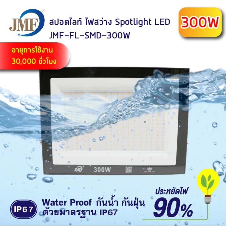 hot-สปอร์ตไลท์20w-50w-100w-200w-300w-โคมฟลัดไลท์-ฟลัดไลท์-led-floodlight-แสงสีขาว-แสงสีวอร์ม-ใช้ไฟบ้าน-220v-ip65-กันน้ำ