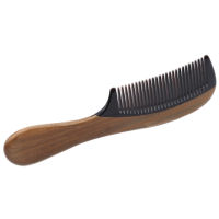 1Pcs Natural Green Sandalwood Ox Horn Wood Anti Static Hair Beard Comb Care Handle