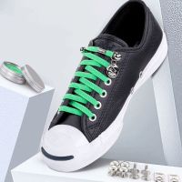 ShoeLace เชือกผูกรองเท้ายืดไม่ผูกหัวเข็มขัดรองเท้าขี้เกียจสีดำและสีขาวเชือกรองเท้ายางยืดสำหรับคู่รักชายและหญิง