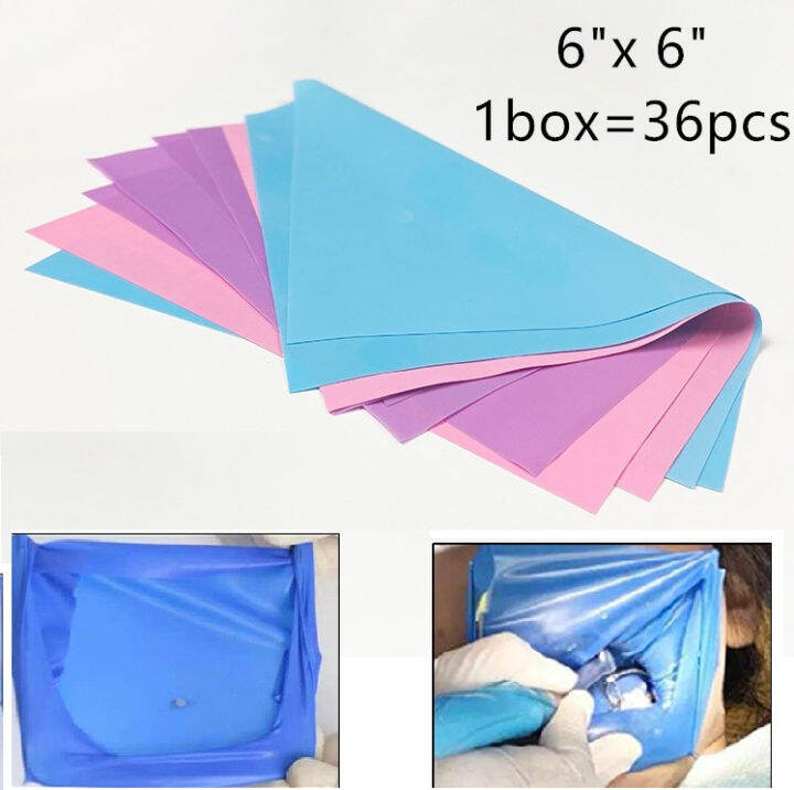 36ชิ้นกล่องทันตกรรมยางเขื่อนแผ่นน้ำยางธรรมชาติ Barrier Dams 6*6 "; สีดำ
