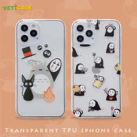 การ์ตูน Totoro No Face Man เคสโทรศัพท์สำหรับ Apple IPhone 13 12 11 Pro X XS Max XR 7 8 Plus SE2 Soft ซิลิโคน TPU Anti-Drop ป้องกันฝาหลังโทรศัพท์มือถือกรณีสีดำสีขาวสีเทา