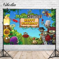 Niholia Plant VS Zombies Background For Kids Birthday Party Photography Backdrop Vegetables Sunflower Vinyl Banner Props