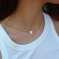 【DT】hot！ Initial 26 Letters Pendant Chain Necklace Fashion Colorful Beaded Choker