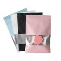 100Pcs Zip Lock Mylar Foil with Matte Window Tear Reclosable Reusable Flat Pouches for Food Snack