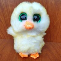 【ของเล่นตุ๊กตา】 Ty Beanie Little Yellow Feathers Chick Stuffed Plush Animals Doll Cute Green Button Big Eyes Children Toy Birthday Gift ！
