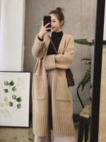 ▧☜♝ 2023 Korean Fashion Sweater Color V-Neck Mid-length Knitted Cardigan Coat Oversized