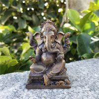 Stone Color Lord Ganesha Buddha Statues Elephant Hindu God Sculpture Figurines Ornaments Lucky Resin Home Zen Garden Decoration