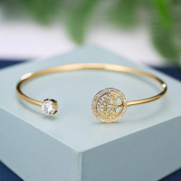 Luxury Tree of Life Simple เปิดสร้อยข้อมือผู้หญิงสีขาว Zircon Charm สีกำไลข้อมือของขวัญเครื่องประดับสำหรับผู้หญิง Pulsera de Mujer-fbgxbgdbnxxfn