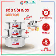 Bộ 3 Nồi Inox DUXTON dùng được cho bếp từ DG-03MD + TẶNG quánh, vá gỗ