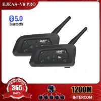 EJEAS V6 Pro หมวกกันน็อก Intercom Head รถจักรยานยนต์บลูทู ธ 1200m Intercom Communicator Full Duplex สำหรับ 6 ผู้ขับขี่กันน้ำ IP65