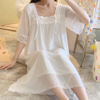 Ao Dai Sleepdress ผู้หญิงฤดูร้อนแขนสั้นน้ำแข็งผ้าไหม Modal ลูกไม้ตาข่ายตาข่ายศาลเจ้าหญิงหวาน Hanfuit Sleepwear คลอดบุตร