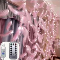 [Ricky Lighting] 3M 300Leds Feather DIY Curtain String Lights Garland Christmas Decorations For Home Outdoor Navidad Wedding Holiday Fairy Lights