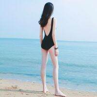 One-piece swimsuit female professional sports students conservative covering meat backless sexy ins bikini small chest gathering for vacation