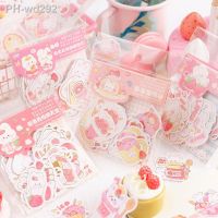 46 sheets/set kawaii Stickers Cute Pink Bunny Cartoon Strawberry Sticker Decoration DIY Aesthetic Girls Stationery for School