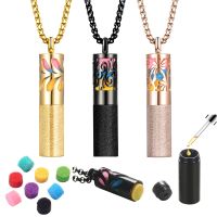 【cw】 Essential Oil Container Necklace Rose Gold 316L Stainless Steel Aromatherapy Locket Anxiety Whistle Necklace Men Women Gift Set