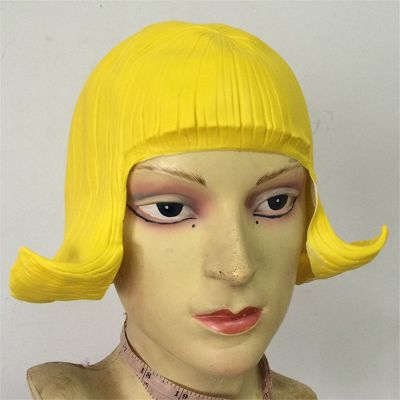 Yellow CD Wig Pretty Female Flash Rubber Yellow Wig Mask Festival Halloween Dance Party Masquerade Costumes Props